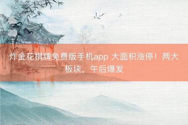 炸金花棋牌免费版手机app 大面积涨停！两大板块，午后爆发
