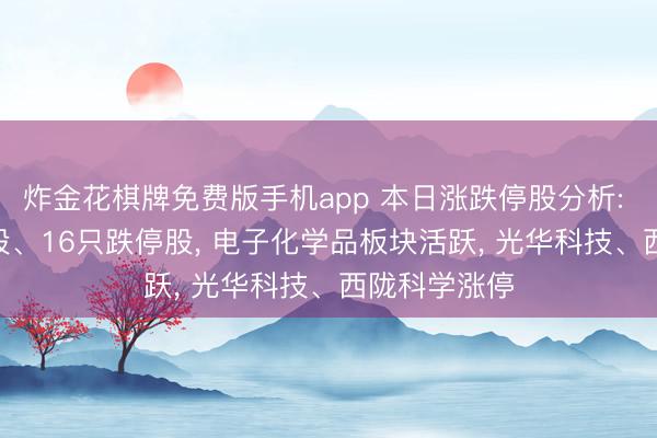 炸金花棋牌免费版手机app 本日涨跌停股分析: 142只涨停股、16只跌停股， 电子化学品板块活跃， 光华科技、西陇科学涨停