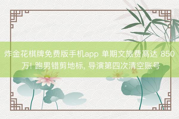 炸金花棋牌免费版手机app 单期文旅费高达 850 万! 跑男错剪地标， 导演第四次清空账号