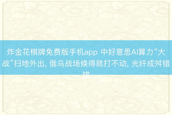 炸金花棋牌免费版手机app 中好意思AI算力“大战”扫地外出, 俄乌战场倏得就打不动, 光纤成舛错