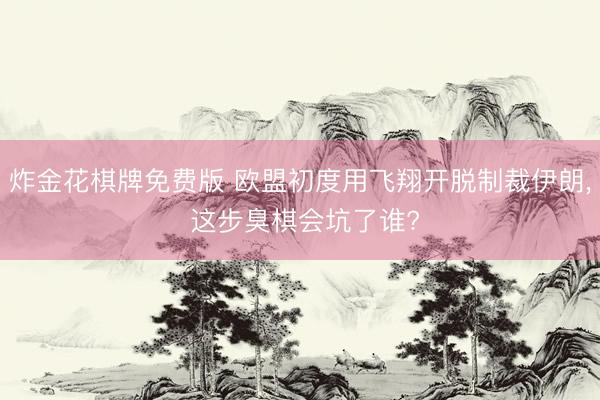 炸金花棋牌免费版 欧盟初度用飞翔开脱制裁伊朗， 这步臭棋会坑了谁?
