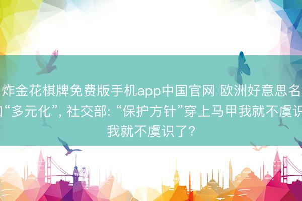 炸金花棋牌免费版手机app中国官网 欧洲好意思名其曰“多元化”， 社交部: “保护方针”穿上马甲我就不虞识了?