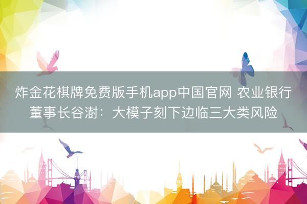 炸金花棋牌免费版手机app中国官网 农业银行董事长谷澍：大模子刻下边临三大类风险