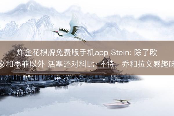 炸金花棋牌免费版手机app Stein: 除了欧文和墨菲以外 活塞还对科比·怀特、乔和拉文感趣味